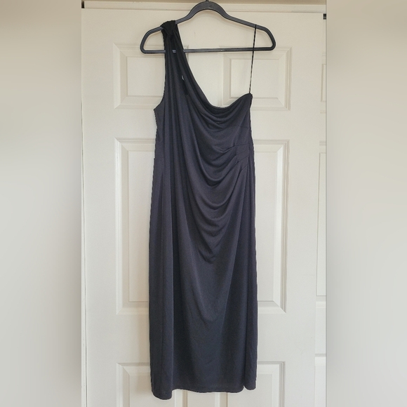 Lauren Ralph Lauren LBD One Shoulder Cutout Midi Sheath Dress - Size 16 - Picture 2 of 12